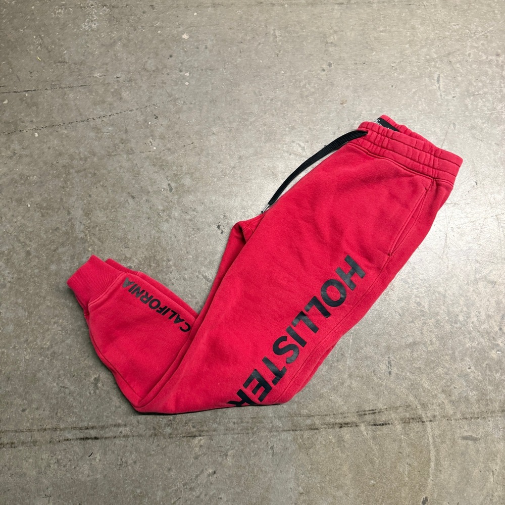 Hollister California Red Fleece Jogger Sweatpants Womens XS Logo Graphic 2571